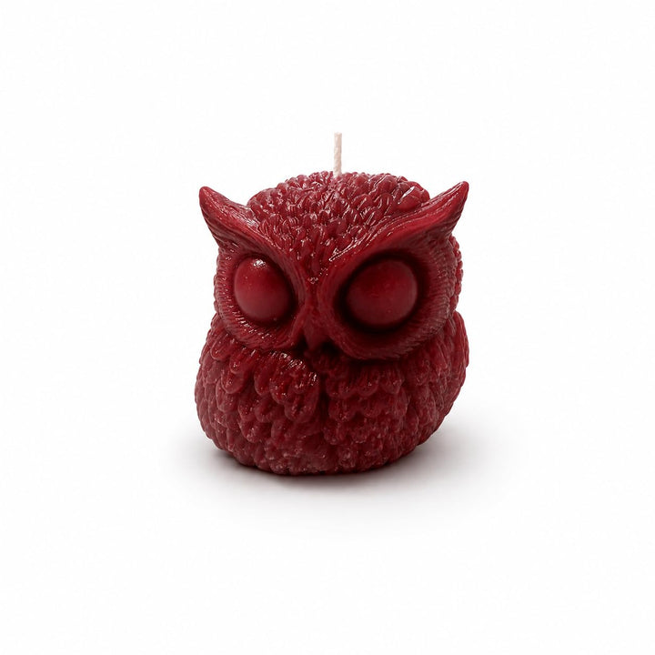 Crimson Owl Sculpted Candle