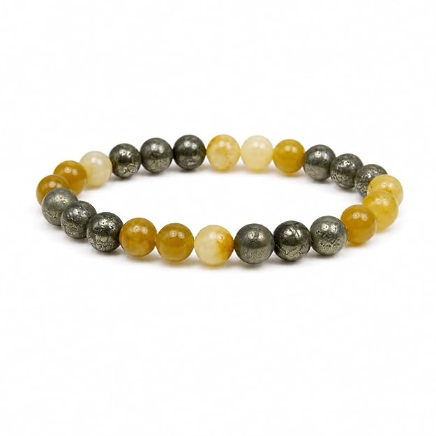 Money & Name Fame Pyrite & Yellow Agate Bracelet