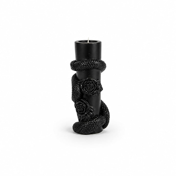 Black Serpent Rose Sculpted Candle