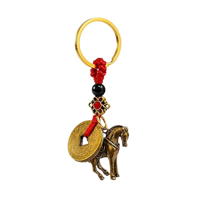 Feng Shui Horse & Chinese Coin Keychain