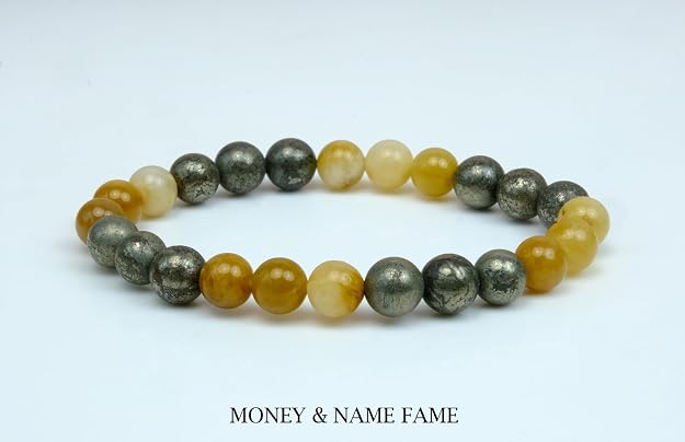 Money & Name Fame Pyrite & Yellow Agate Bracelet