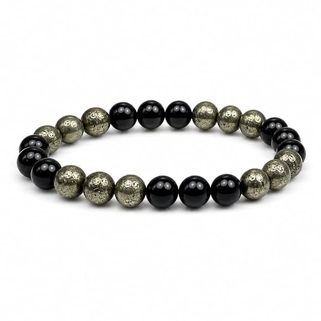 Money & Strength Pyrite & Black Onyx Bracelet