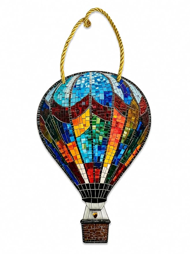 Colorful Hot Air Balloon Mosaic Hanging Decor